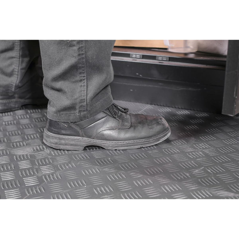 Sealey Vinyl Floor Tile with Peel & Stick Backing Silver Treadplate Pack of 16 Sealey - Dynamic Drive