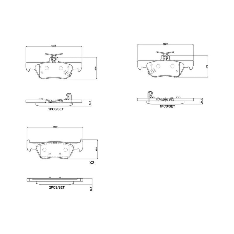Brembo 4 x Rear Brake Pad Set fits Honda Jazz V 2020 on 1.5