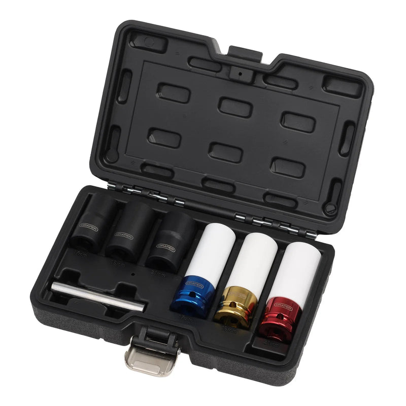 Draper Wheel Nut and Bolt Extractor Socket Set, 1/2" Sq. Dr. (7 Piece) - WNBSS - image 1