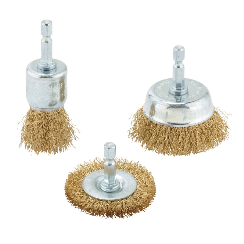 Draper Brassed Steel Crimped Wire Brush Set (3 Piece) - WBSET3 - image 1