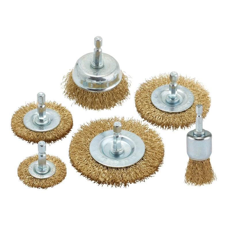 Draper Brassed Steel Crimped Wire Brush Set (6 Piece) - WBSET6 - image 1