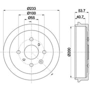 Mintex Brake Drum Assembly Rear fits Citroën C1 2005-2014 1.0 1.4