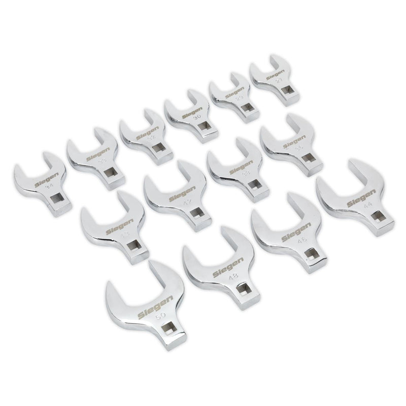 Sealey Crow's Foot Open End Spanner Set 14pc 1/2"Sq Drive Metric S01109 Sealey - Dynamic Drive