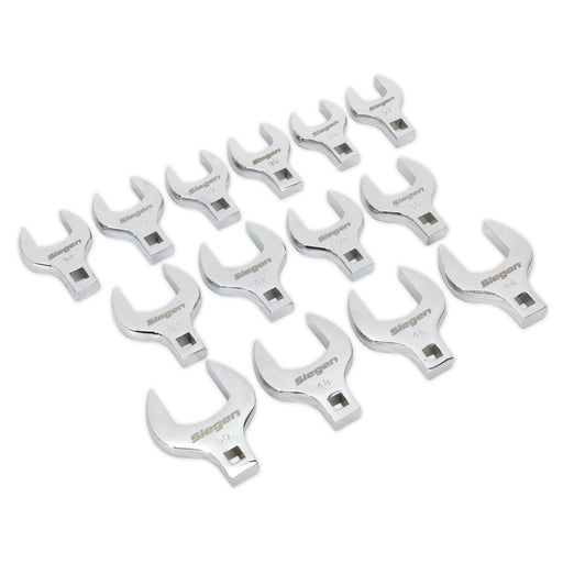Sealey Crow's Foot Open End Spanner Set 14pc 1/2"Sq Drive Metric S01109 Sealey - Dynamic Drive