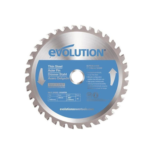 Evolution Thin Steel Cutting Circular Saw Blade 180 x 20mm x 68T Evolution - Dynamic Drive
