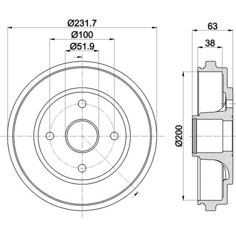 Mintex Brake Drum Assembly Rear fits Opel Agila A 2000-2007 1.0 1.2 1.3