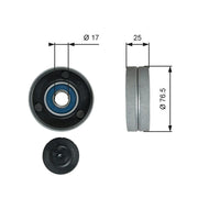 Gates V-Ribbed Belt Deflection/Guide Pulley T38059