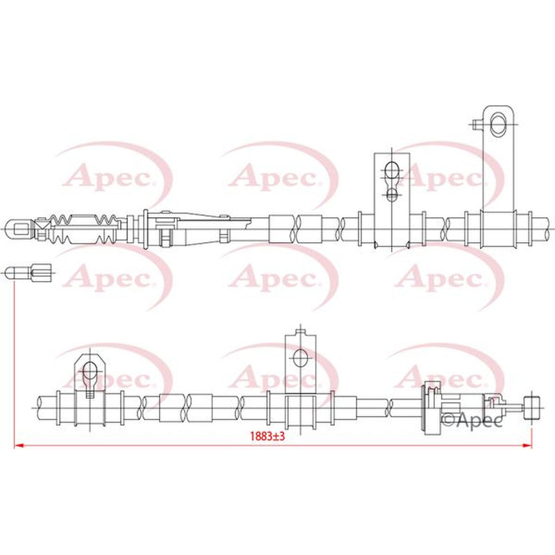 Apec Handbrake Cable Left Rear fits Hyundai Santa Fé II 2006-2009 2.2