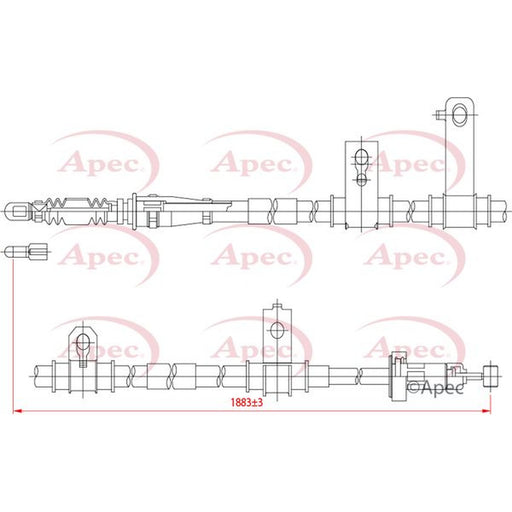 Apec Handbrake Cable Left Rear fits Hyundai Santa Fé II 2006-2009 2.2