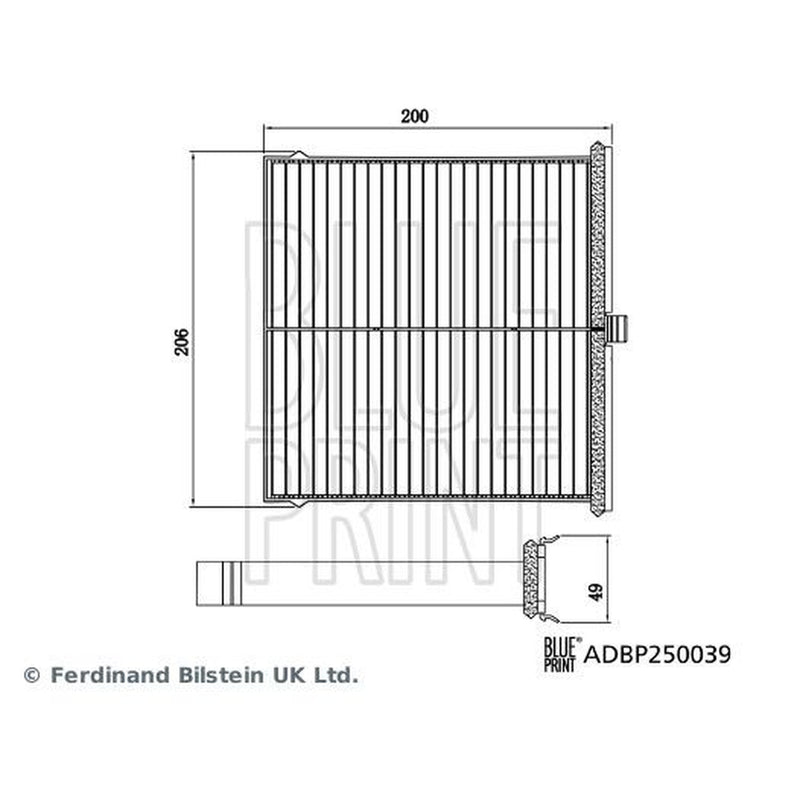 Blue Print Cabin Air Filter (Pollen Filter) fits Mazda 3 2018-2021 1.5 1.8 2.0
