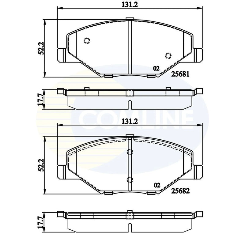 Comline 4 x Front Brake Pad Set fits Skoda Fabia II 2006-2014 1.2 1.4 1.6