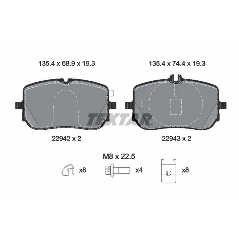 Textar Front Brake Pad Set 2294201