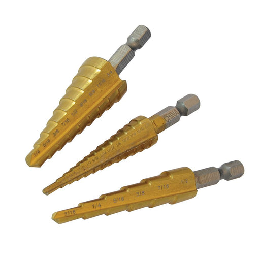 Silverline Titanium-Coated HSS Step Drill Set 3pce 3pce Silverline - Dynamic Drive