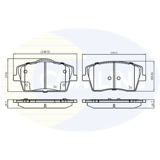 Comline 4 x Front Brake Pad Set fits Volvo XC40 2017-2022