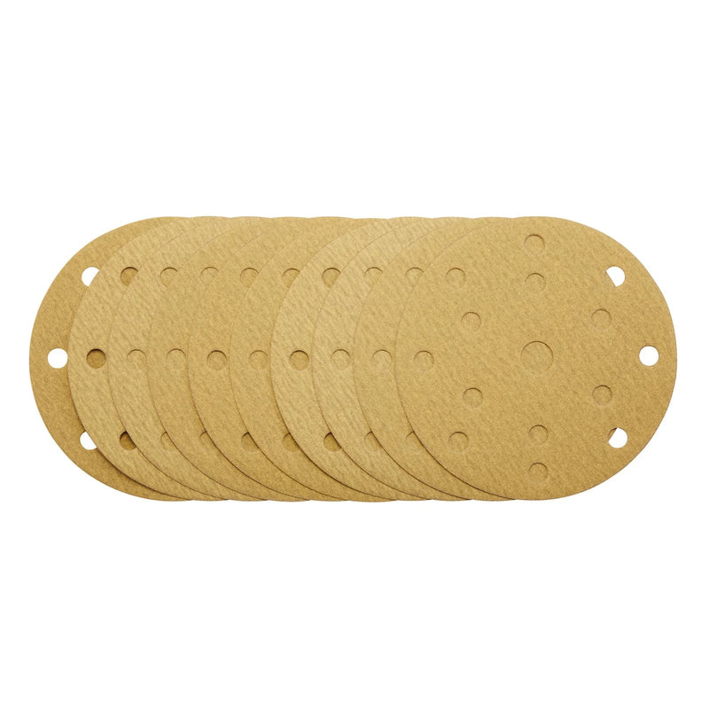 Draper Gold Sanding Discs with Hook & Loop, 150mm, 180 Grit, 15 Dust Extraction - image 1