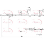 Apec Handbrake Cable Right Rear fits Toyota Yaris/Vitz 1999-2005 1.0 1.3 1.4