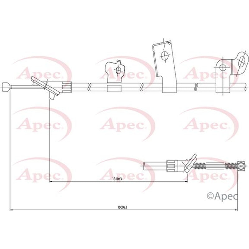 Apec Handbrake Cable Right Rear fits Toyota Yaris/Vitz 1999-2005 1.0 1.3 1.4