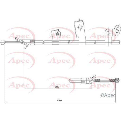 Apec Handbrake Cable Right Rear fits Toyota Yaris/Vitz 1999-2005 1.0 1.3 1.4