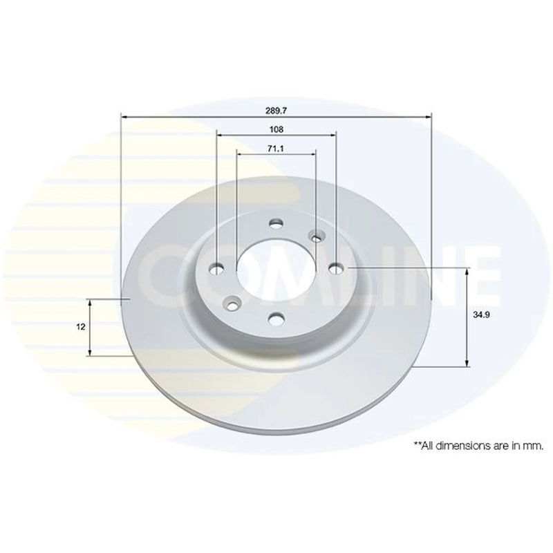 Comline Rear Brake Solid Discs & Pads fits Peugeot 308 I 2010-2014 1.6