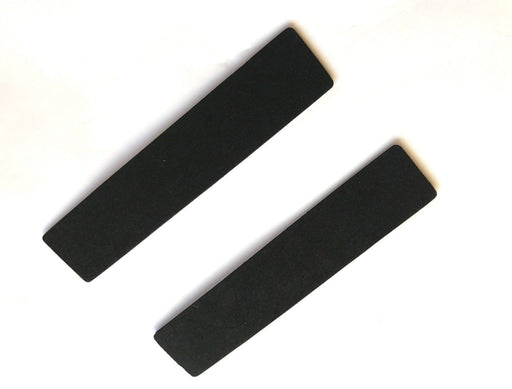 Pair of black foam protector strips for a wheel clamp
