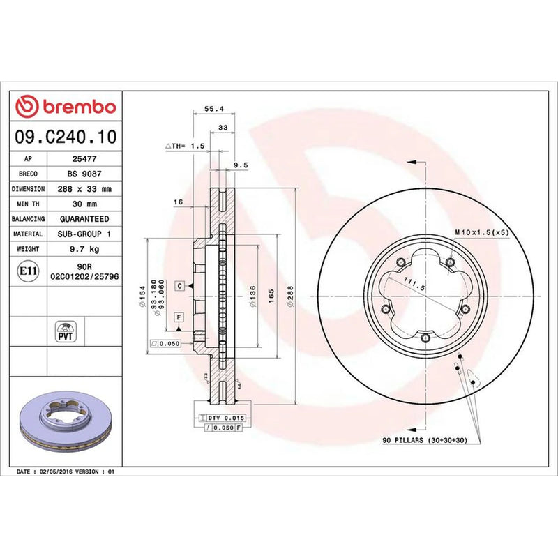 Brembo 2 x Front Brake Discs 09.C240.10-x2