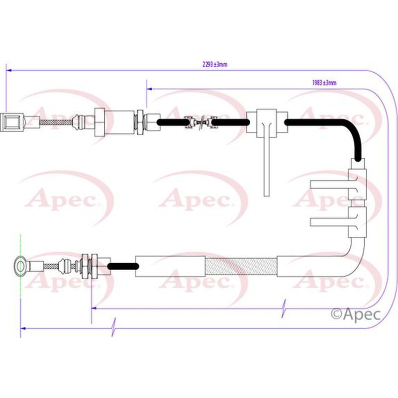 Apec Handbrake Cable Front fits Citroën Relay III 2006-2020 2.2 3.0