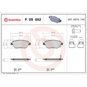 Brembo 4 x Front Brake Pad Set fits Fiat 500L 2012-2014 0.9 1.3 1.4