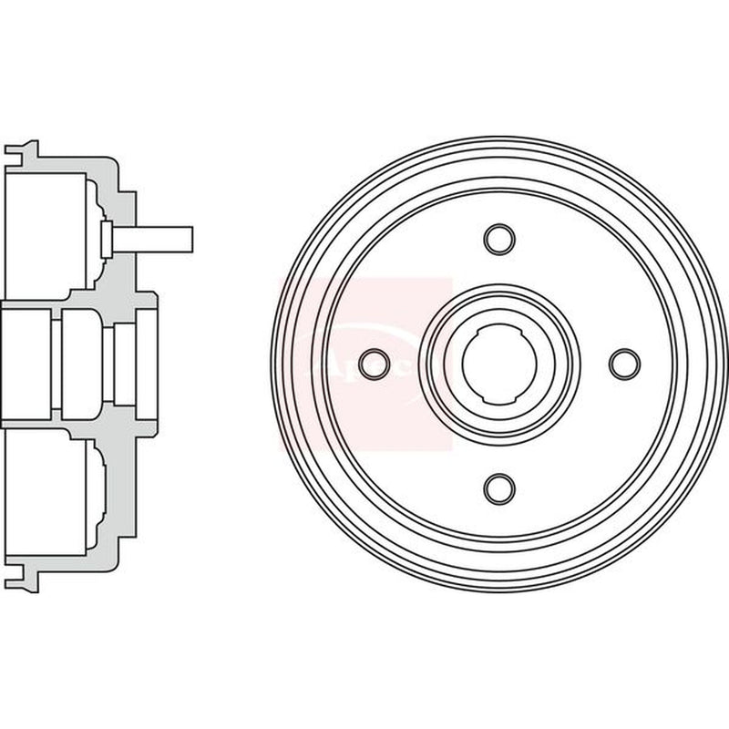 Apec Brake Drum Assembly Rear fits Daihatsu Charade VI 2003 on 0.7 1.0