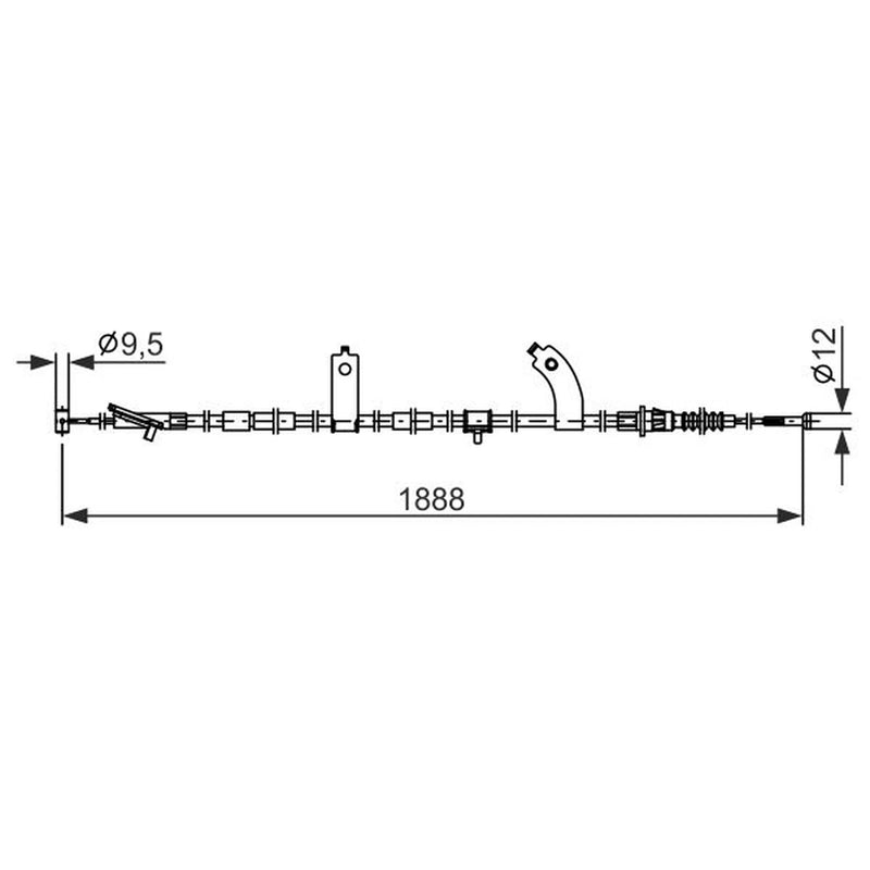 Bosch Handbrake Cable Rear fits Mazda 3 2013-2019 1.5 1.6 2.0 2.2