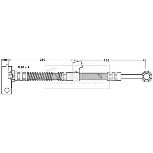 Borg & Beck Brake Hydraulic Hose Line Front Right BBH7035