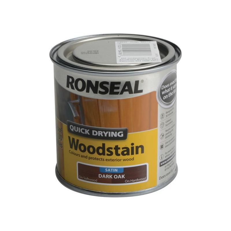 Ronseal Quick Drying Woodstain Satin Dark Oak 250ml Ronseal - Dynamic Drive