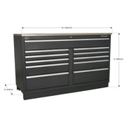Sealey Modular Floor Cabinet 11 Drawer 1550mm Heavy-Duty APMS04 Sealey - Dynamic Drive