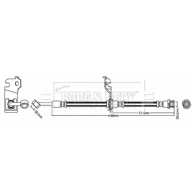 Borg & Beck Brake Hydraulic Hose Line Rear Left BBH7471