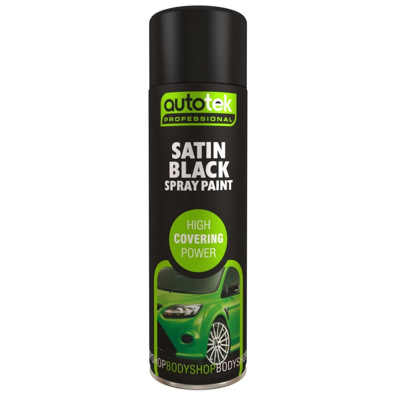 Autotek Satin Black Paint Spray High Coverage Satin Black 500ml Aerosol - image 1