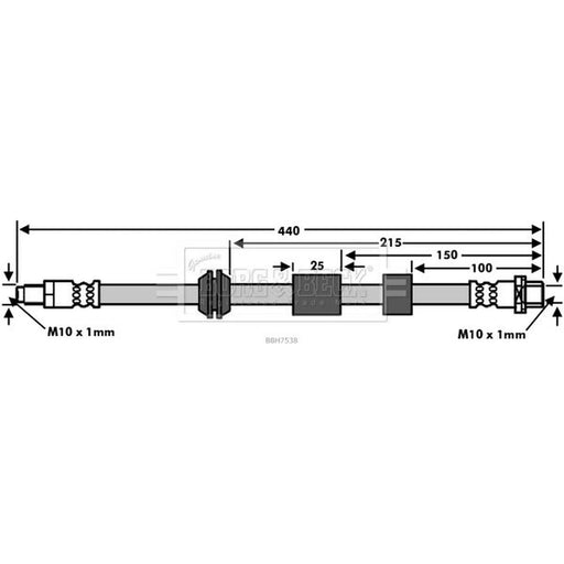 Borg & Beck Brake Hydraulic Hose Line Front Right BBH7538