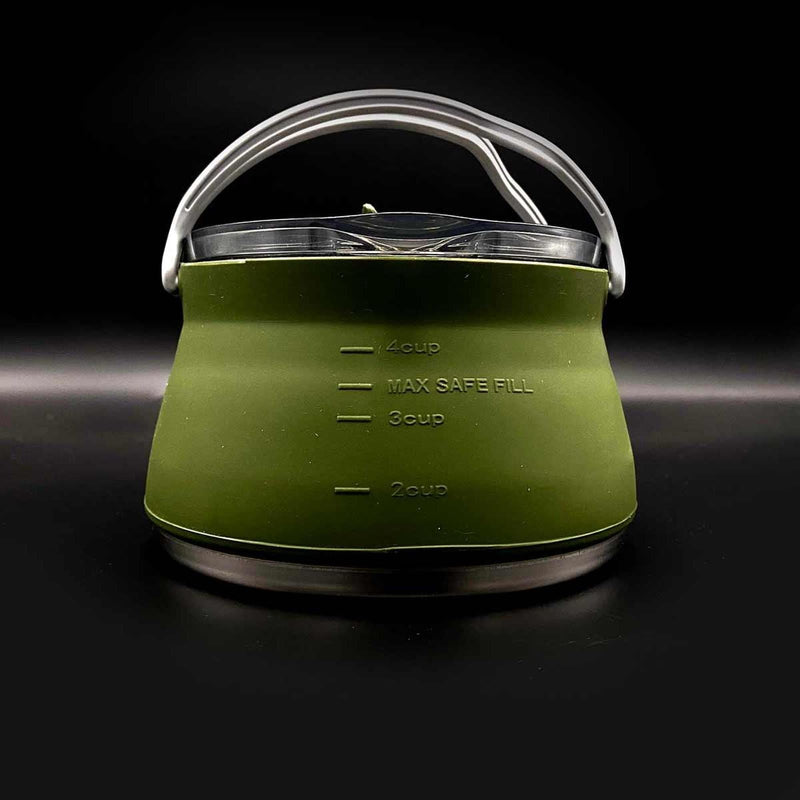 Wolf Outdoors EzyStow Collapsible Kettle 1L Olive Green Wolf Outdoors - Dynamic Drive