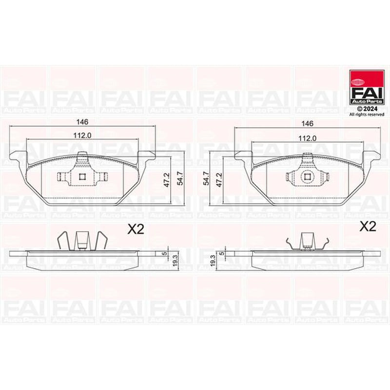 FAI Front Brake Pad Set fits Audi A1 2010-2018 1.0 1.2 1.4 1.6