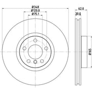 Mintex 2 x Vented Front Brake Discs MDC2328-x2