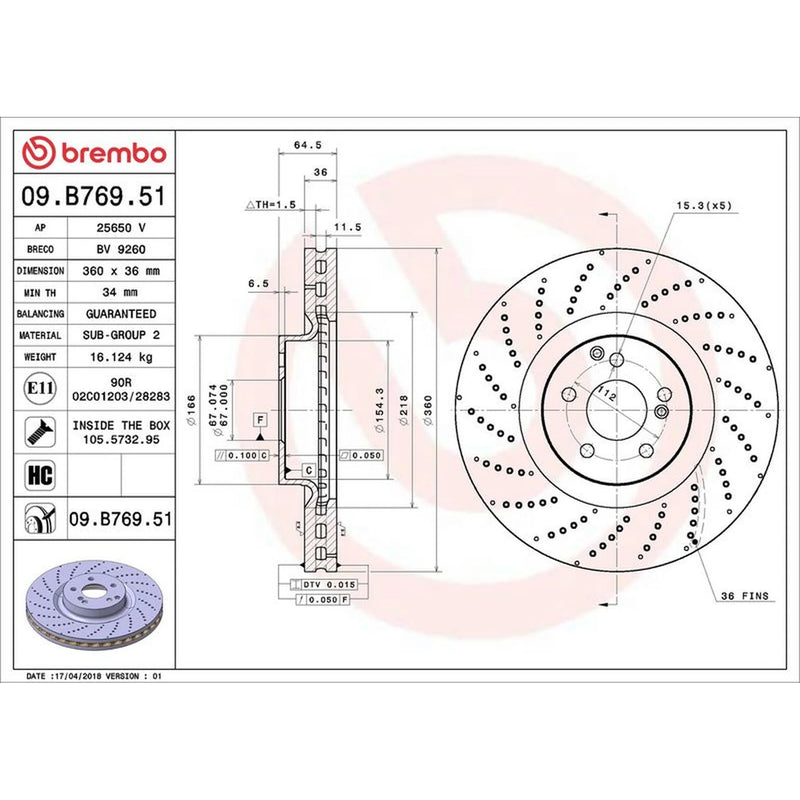 Brembo Front / & Rear / Brake Discs & Pads fits Mercedes-Benz C-Class 2014-2023