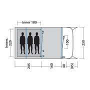 Outwell Sunhill 3 Berth Air Tent Two Room Tunnel Inflatable Tent Outwell - Dynamic Drive