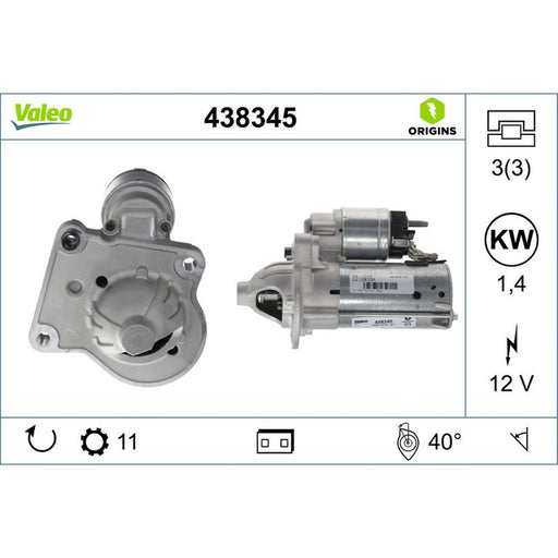 Valeo Starter Motor 12V 1.4kW 11 Teeth 438345