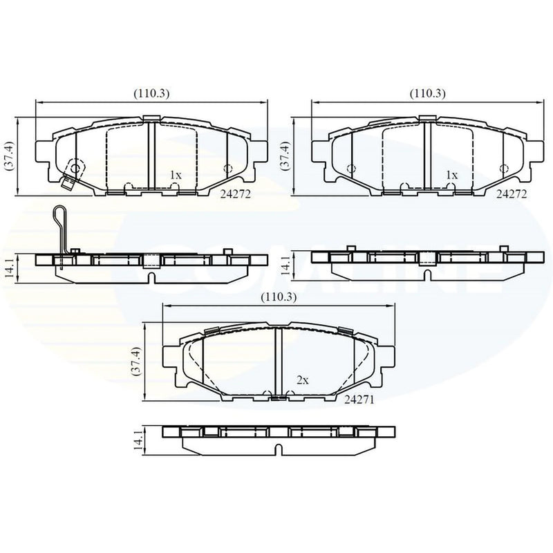 Comline 4 x Rear Brake Pad Set fits Subaru Brz 2012 on 2.0