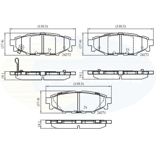 Comline 4 x Rear Brake Pad Set fits Subaru Brz 2012 on 2.0