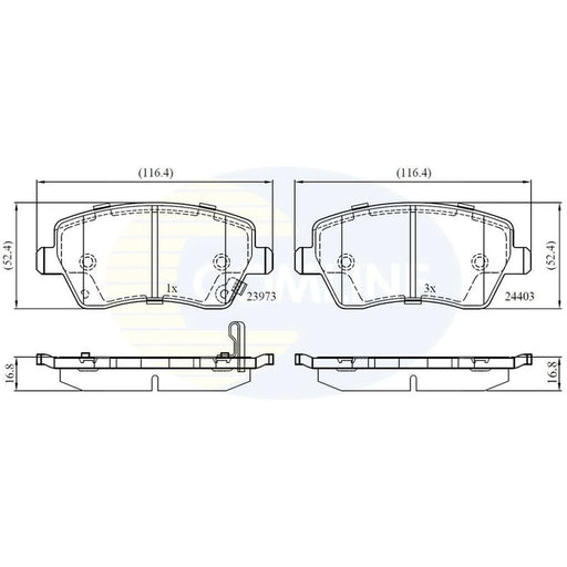 Comline 4 x Front Brake Pad Set fits Opel Agila B 2008-2014 1.0 1.2 1.3