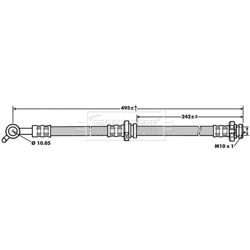 Borg & Beck Brake Hydraulic Hose Line Rear Left BBH7160