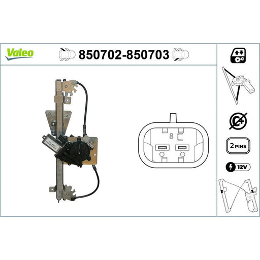 Valeo Electric Window Regulator Lifter Right Rear 850703