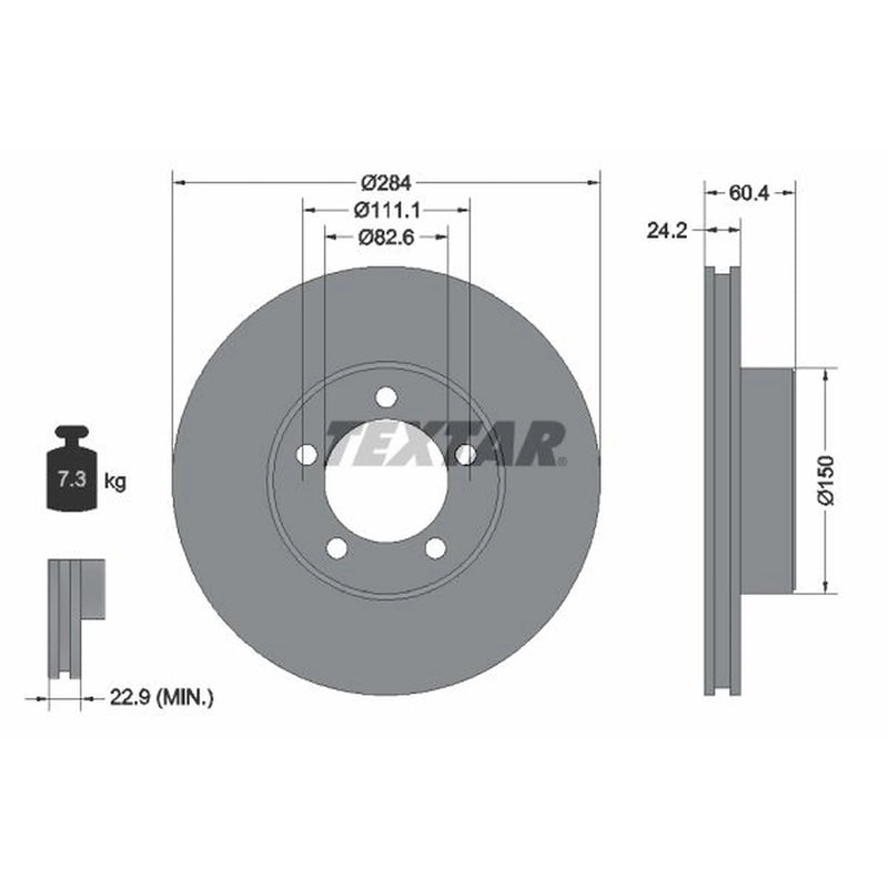 Textar 2 x Internally Vented Brake Discs 92031600