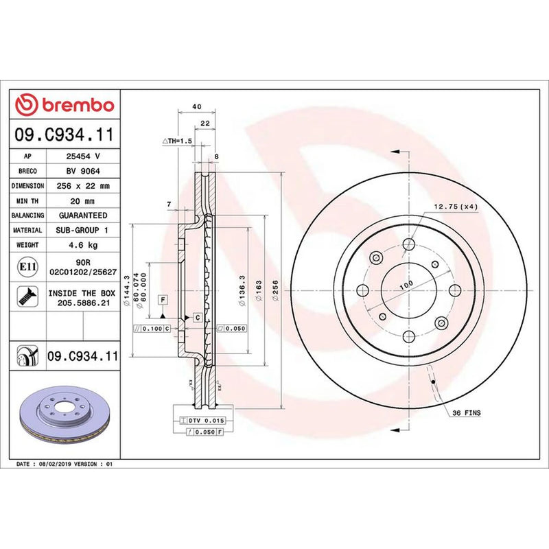 Brembo 2 x Brake Discs fits Suzuki Swift III 2010-2017 1.2 1.3 1.6