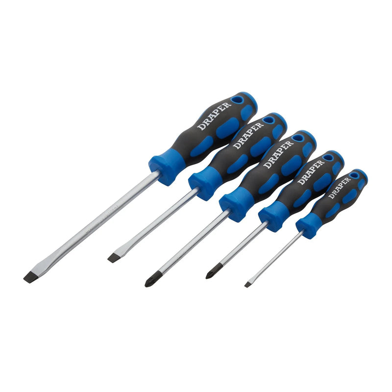 Draper Soft Grip Screwdriver Set, 3 x Plain Slot, 2 x PZ TYPE (5 Piece) - 865/5 - image 1