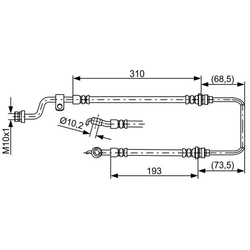 Bosch Brake Hydraulic Hose Line Front Left fits Kia Cerato I 2004-2009